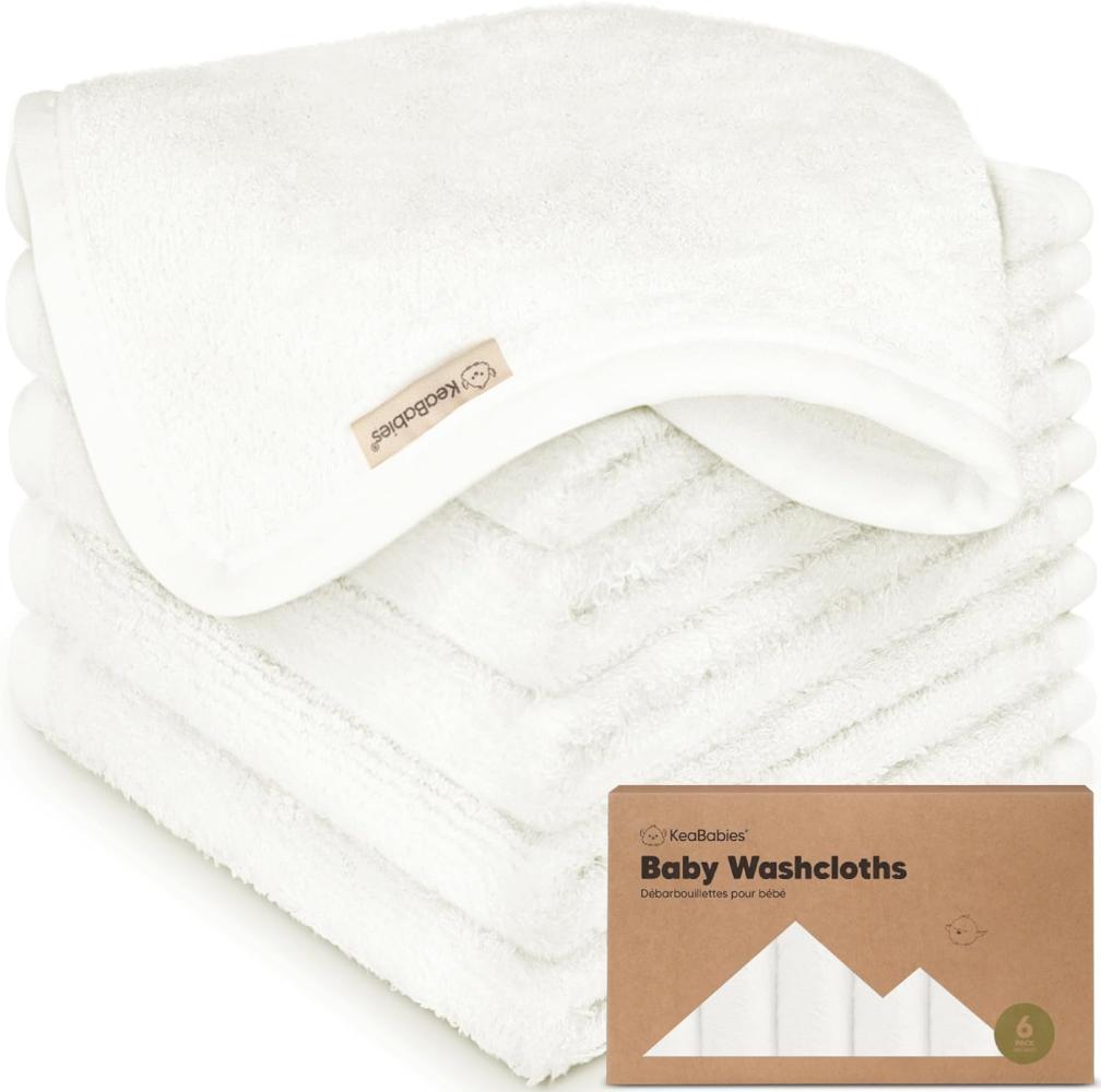 Baby Waschlappen - Bambus Waschlappen Baby Handtuch - weicher Bio Mulltücher Baby Waschlappen Baumwolle - Gesichtstuch für Baby, Erwachsene und Kleinkinder - Kinder Waschlappen (White) Bild 1
