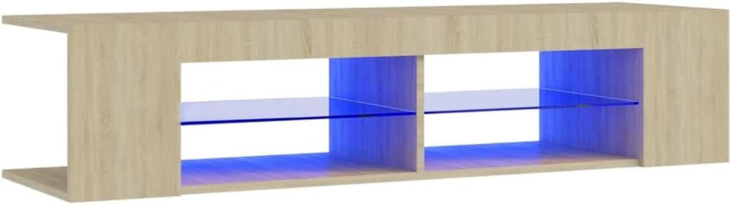 vidaXL TV Schrank mit LED-Leuchten Lowboard Fernsehschrank Fernsehtisch Sideboard HiFi-Schrank TV Möbel Tisch Board Sonoma-Eiche 135x39x30cm Bild 1