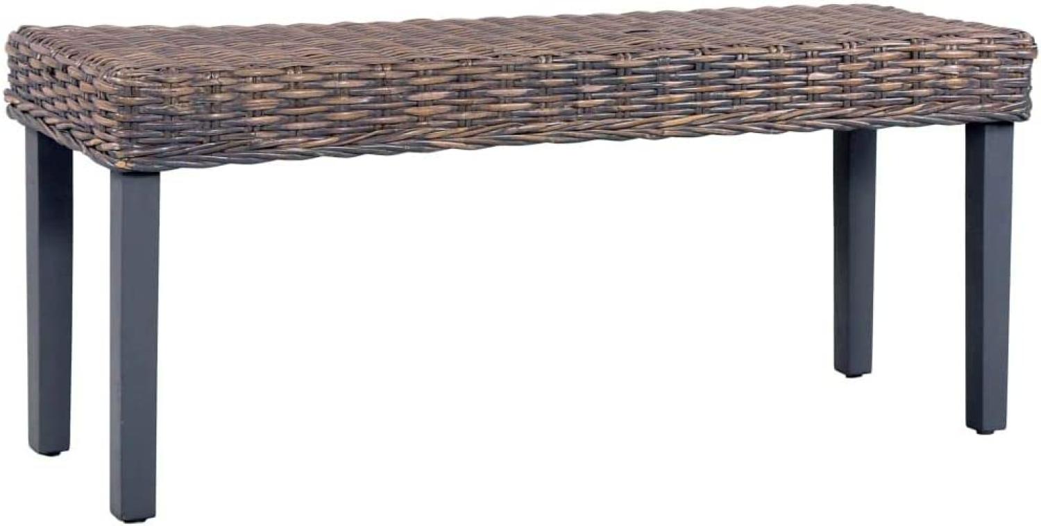 Sitzbank 110 cm Grau Natur Kubu-Rattan und Massivholz Mango Bild 1