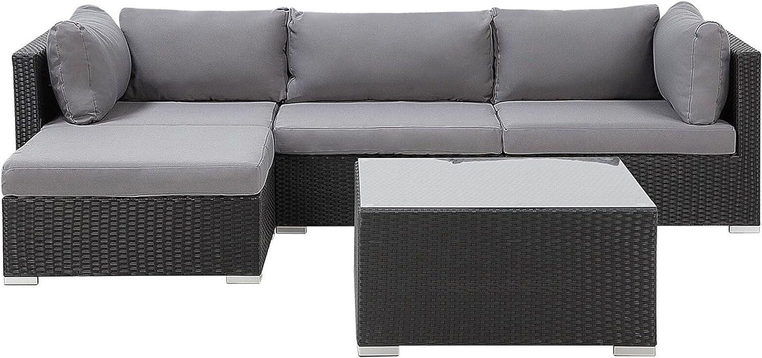 Lounge Set SANO PE Rattan Schwarz Rechtsseitig Bild 1