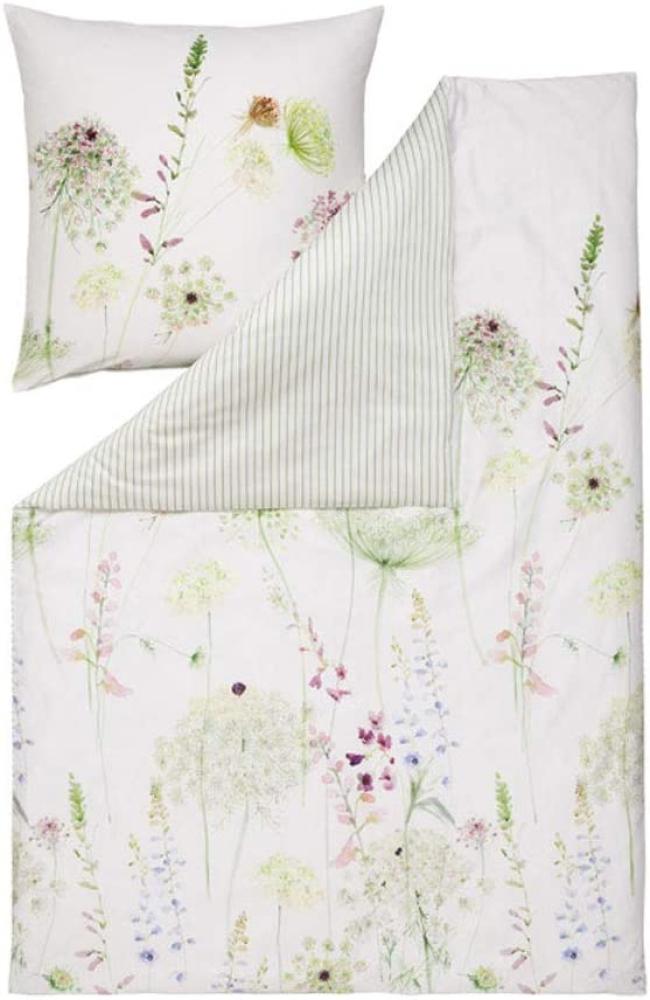 Estella Mako-Satin Bettwäsche-Garnituren 3 teilig Bezug 240 x 220 cm + 2 x Kissen 80 x 80 + x x Meadow Floral grün Bild 1