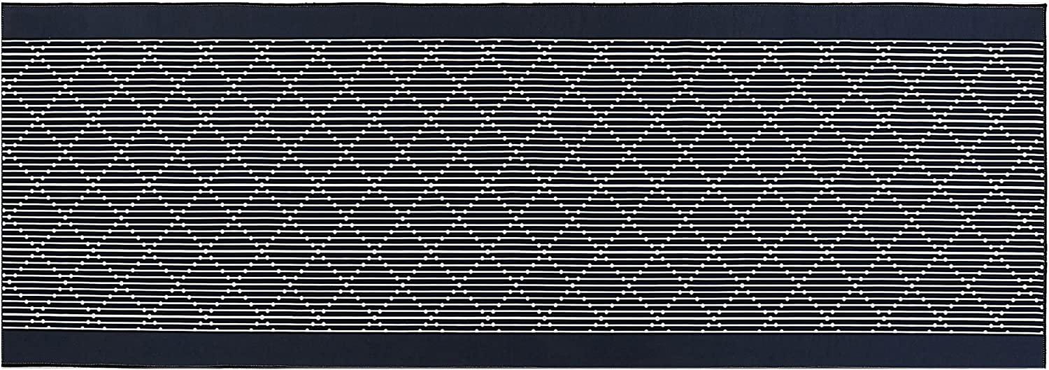 Teppich marineblau 70 x 200 cm geometrisches Muster Kurzflor CHARVAD Bild 1