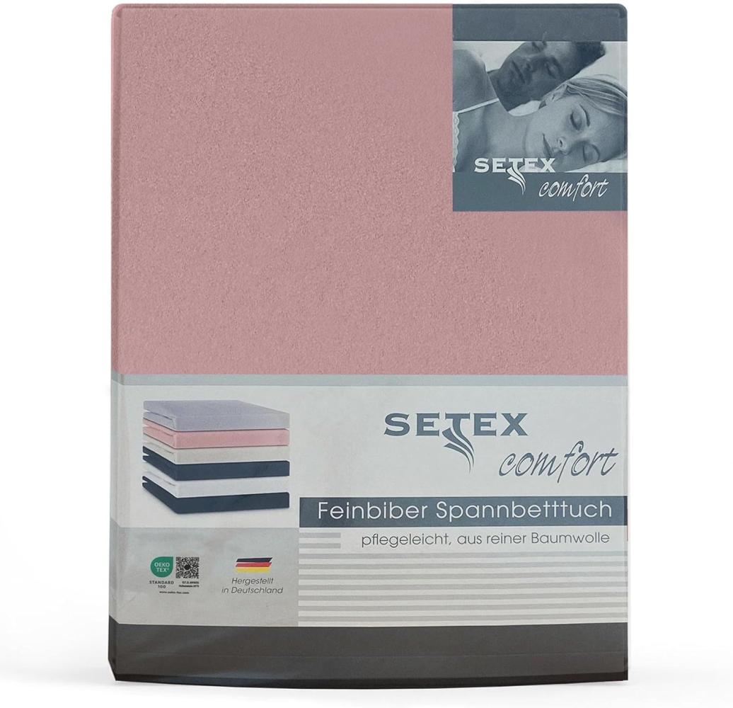 SETEX Feinbiber Spannbettlaken, 180 x 200 cm großes Spannbetttuch, 100 % Baumwolle, Bettlaken in Altrosa Bild 1