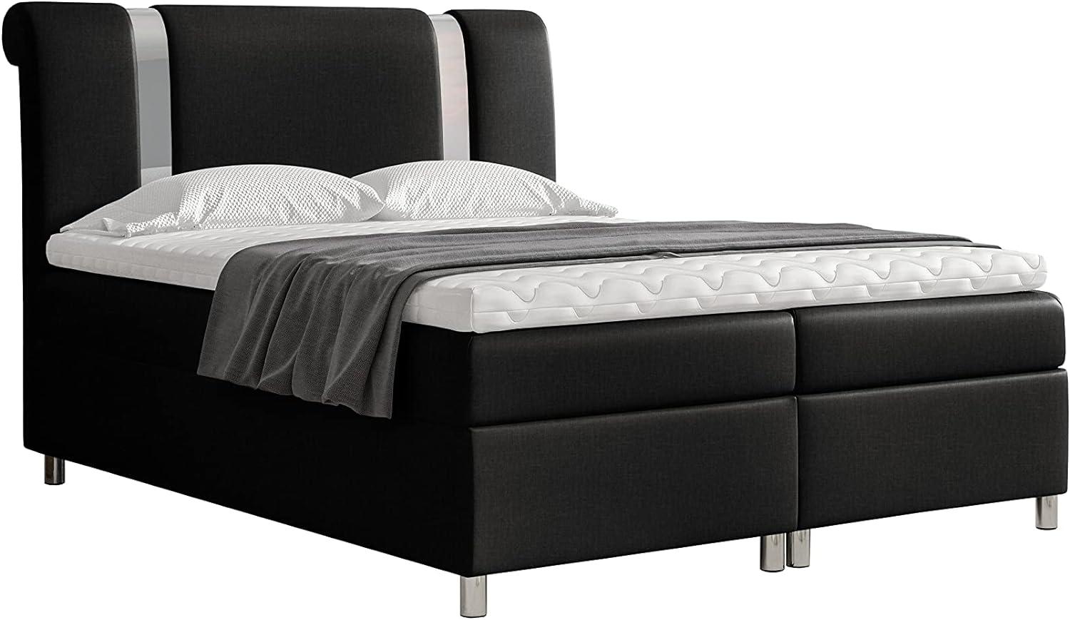 Stylefy 'Asuncion' Boxspringbett Strukturstoff Inari Schwarz 200 x 200 cm Bild 1