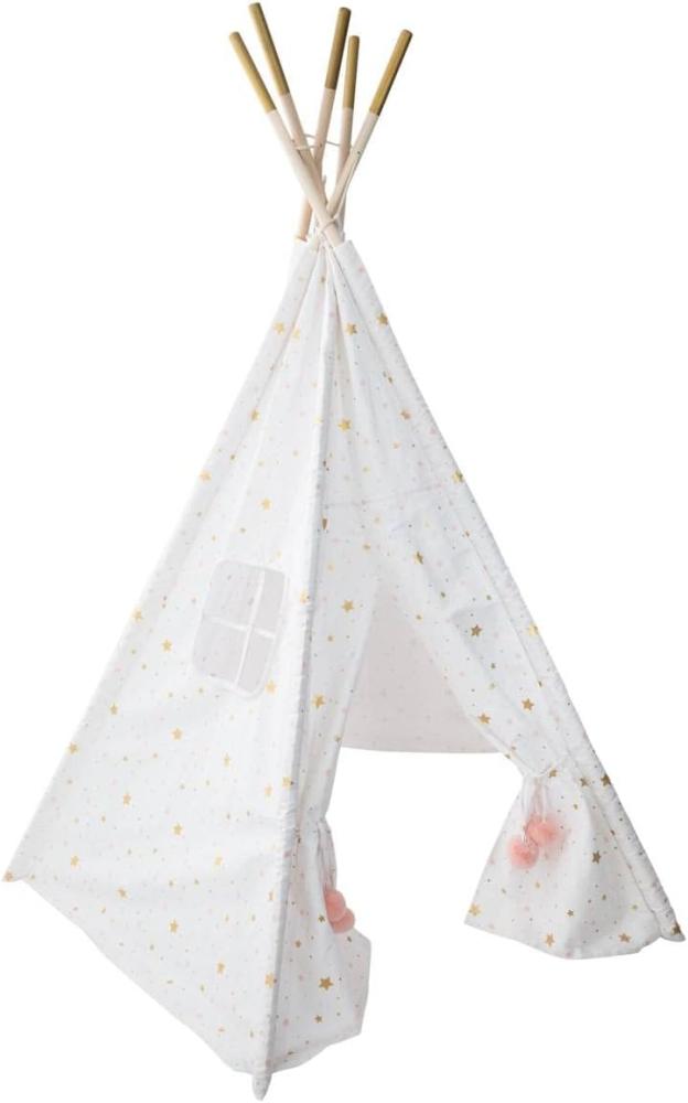 Indianer-Zelt, Tipi für die kleine Prinzessin, Sterne, rosa und gold/ blau, Höhe 160 cm Bild 1