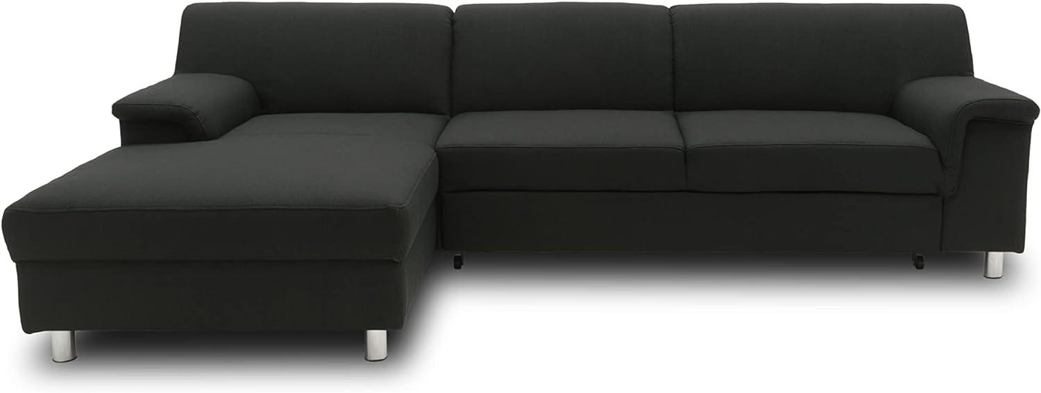 DOMO Collection Junin Ecksofa, Sofa in L-Form mit Schlaffunktion, Couch Polsterecke, Moderne Eckcouch, schwarz, 150 x 251 cm Bild 1