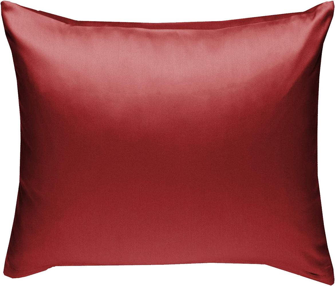 Bettwaesche-mit-Stil Mako-Satin / Baumwollsatin Bettwäsche uni / einfarbig rot Kissenbezug 40x40 cm Bild 1