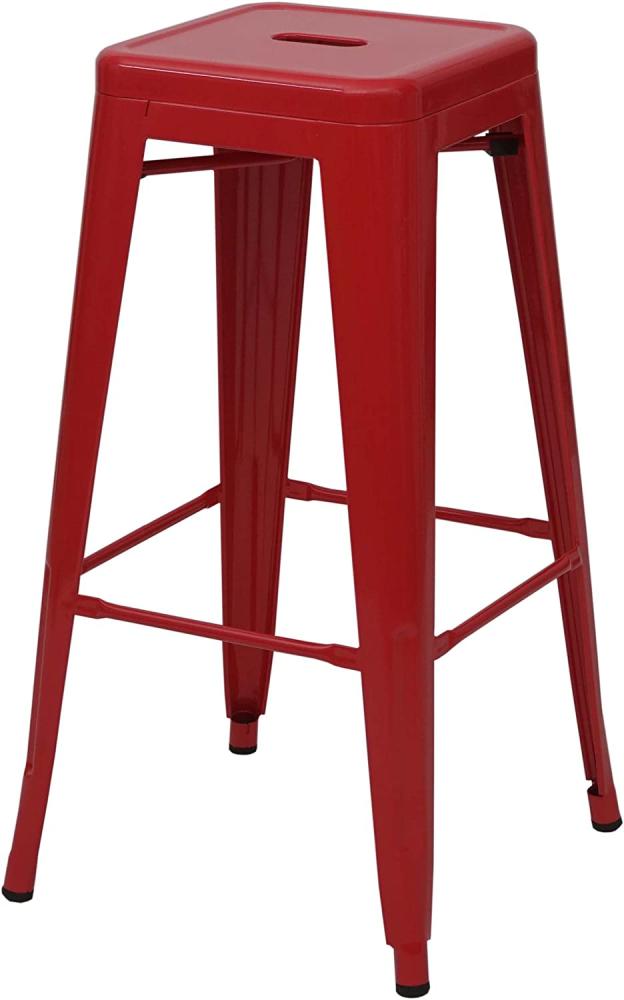 Barhocker HWC-A73, Barstuhl Tresenhocker, Metall Industriedesign stapelbar ~ rot Bild 1
