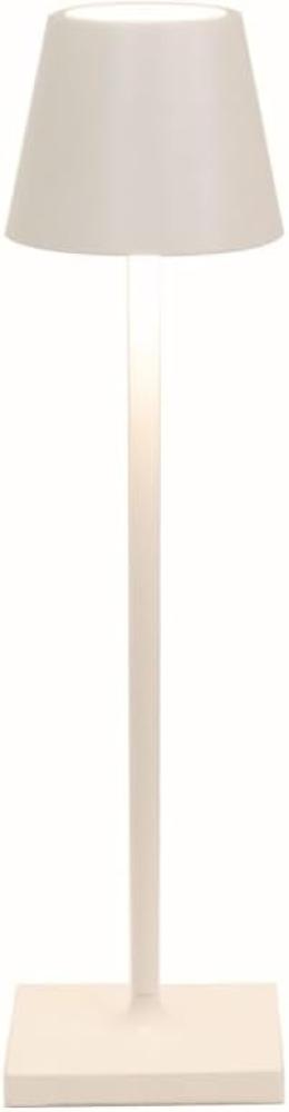 Zafferano Poldina Pro Micro Kabellose LED-Tischlampe Aufladbar - Dimmbare Touch Akku Lampe für Innen und Außen IP65 - Lichtfarbtemp. 2200 - 2700 - 3000K - Aluminium H27,5 (Weiß) Bild 1