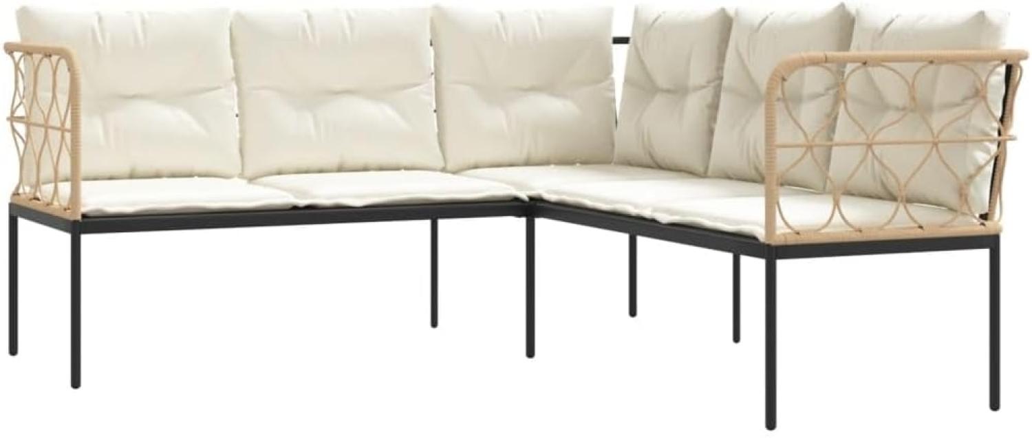 Gartensofa in L-Form mit Kissen Schwarz Stahl und Textilene 4008109 Bild 1