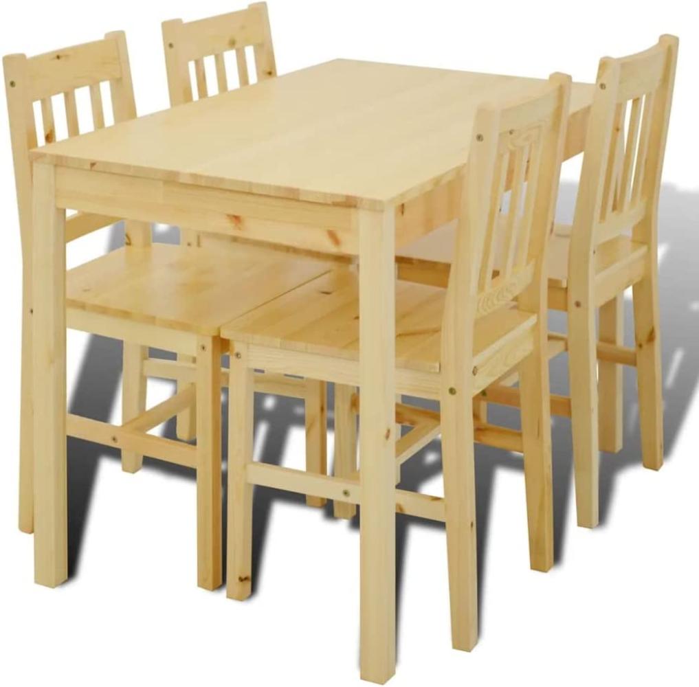 Esstisch Holztisch mit 4 Holzstühlen Esszimmerset Essgruppe Bild 1