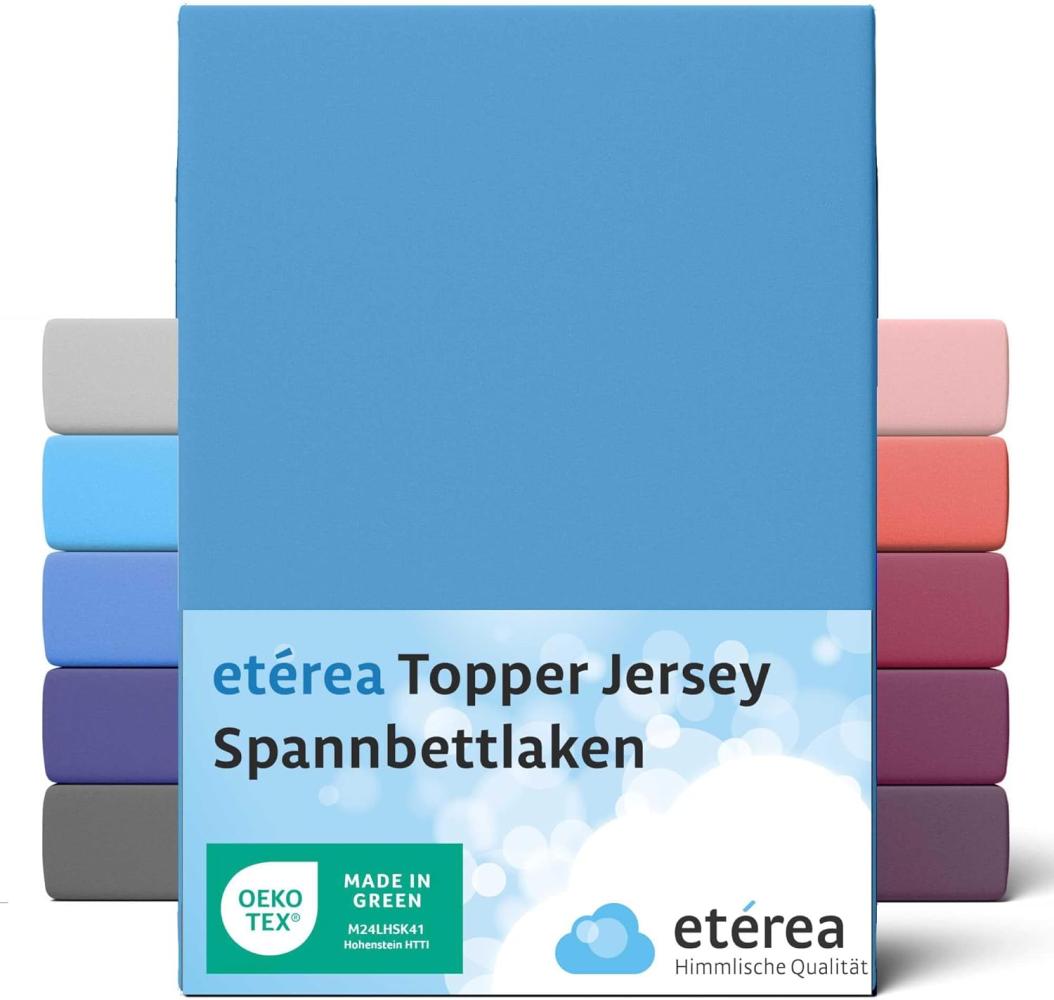 etérea Jersey Topper Spannbettlaken Spannbetttuch Hellblau 180x200 - 200x200 cm Bild 1