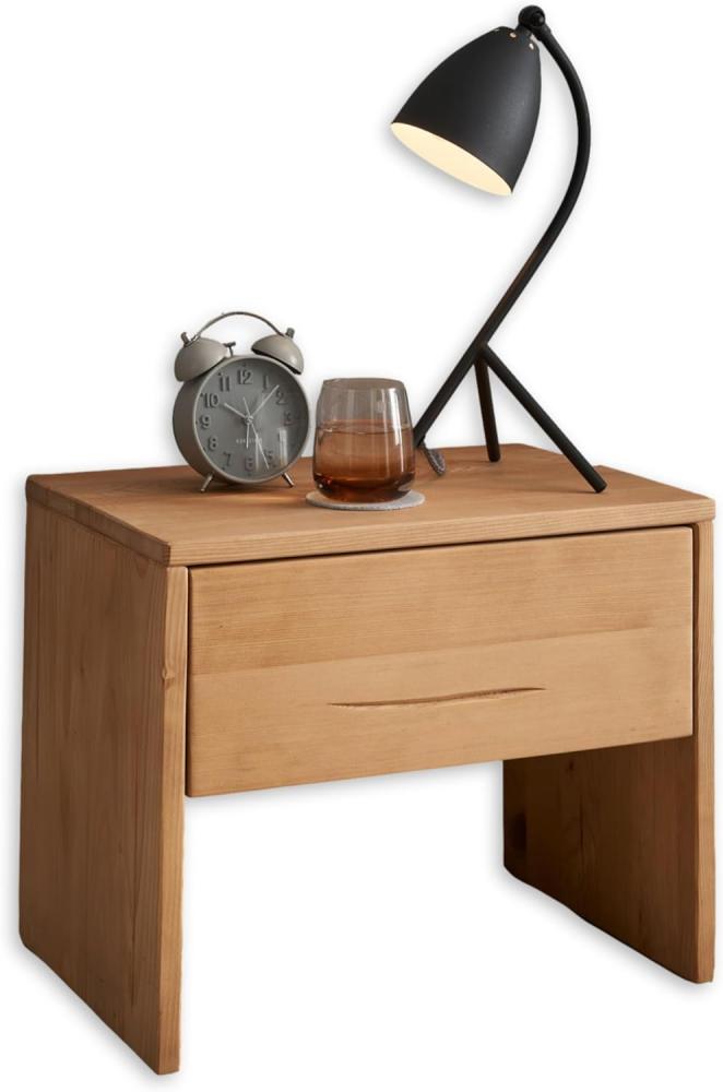 HILLA Nachttisch Massivholz Fichte - Hochwertiger Nachtschrank mit Schublade - 50 x 41 x 35 cm (B/H/T) Bild 1