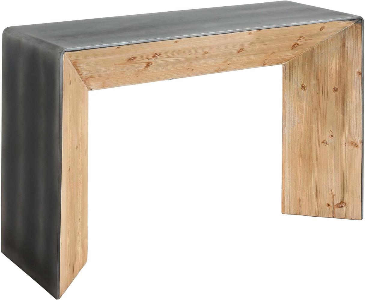 Konsolentisch HWC-L76, Telefontisch Beistelltisch Tisch, Industrial Massiv-Holz MVG, 80x120x40cm natur mit Metall-Optik Bild 1