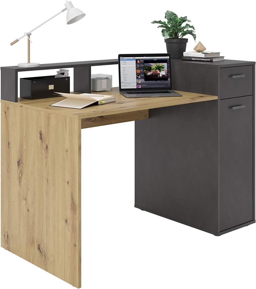 FMD furniture Schreibtisch, Spanplatte, Artisan Oak Nb/Matera, ca. 120 x 90 x 65 cm Bild 1