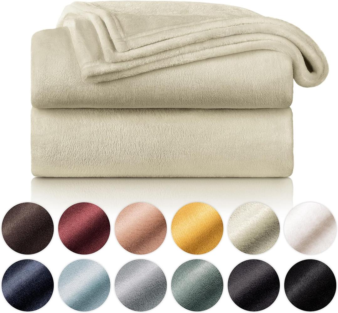 Blumtal Kuscheldecke aus Fleece - hochwertige Decke, Oeko-TEX® Zertifiziert in 270 x 230 cm, Kuscheldecke flauschig als Sofadecke, Tagesdecke oder Winterdecke, Sand - beige Bild 1