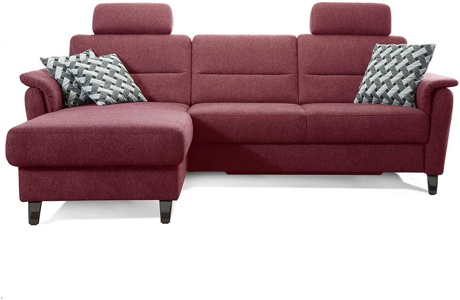 Cavadore Schlafsofa Palera mit Federkern / L-Form Sofa mit Schlaffunktion / 244 x 89 x 164 / Stoff Rot Bild 1