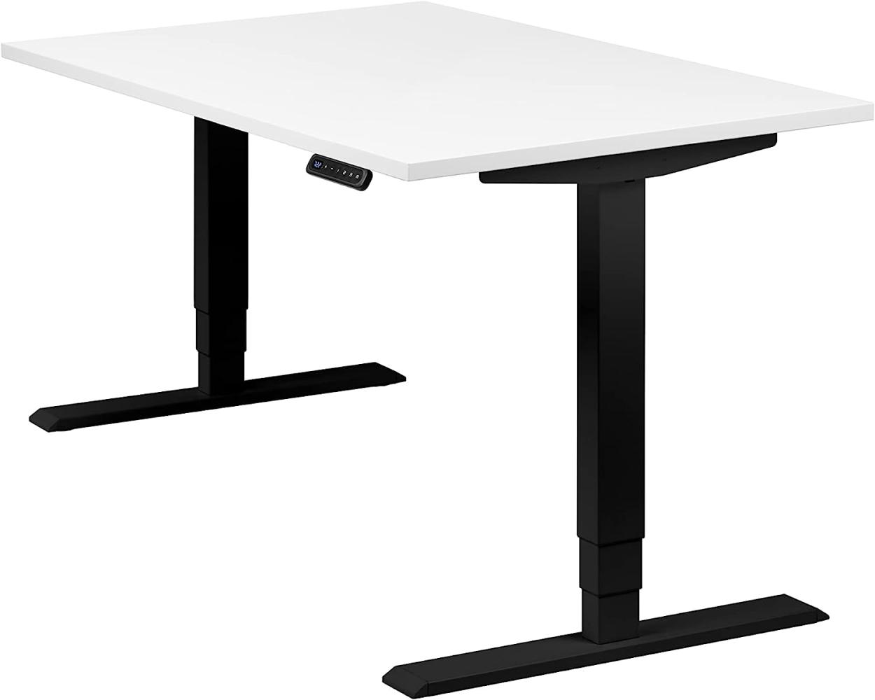 boho office® Homedesk - elektrisch stufenlos höhenverstellbares Tischgestell in Schwarz (RAL9005) mit Memoryfunktion, inkl. Tischplatte in 120 x 80 cm in Weiß Bild 1