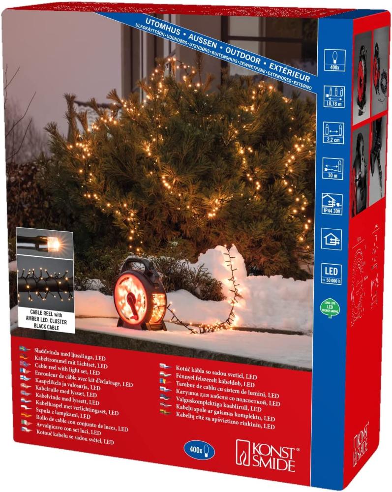 KONSTSMIDE No. 3844-800 LED Outdoor Micro Compactlights Lichterkette Kabelaufroller Bernstein 400 Bild 1
