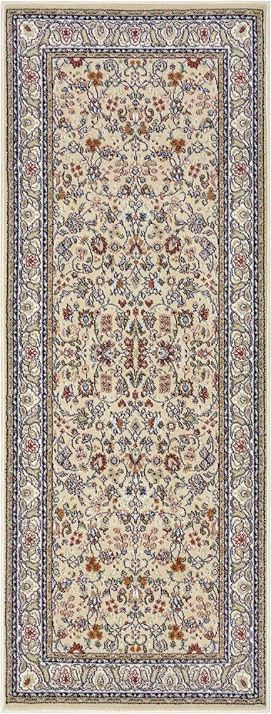 Orientalischer Kurzflor Teppich Aljars Creme Beige Mehrfarbig - 80x200x1cm Bild 1