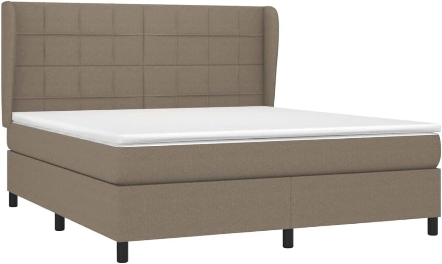 vidaXL Boxspringbett mit Matratze Taupe 180x200 cm Stoff Bild 1