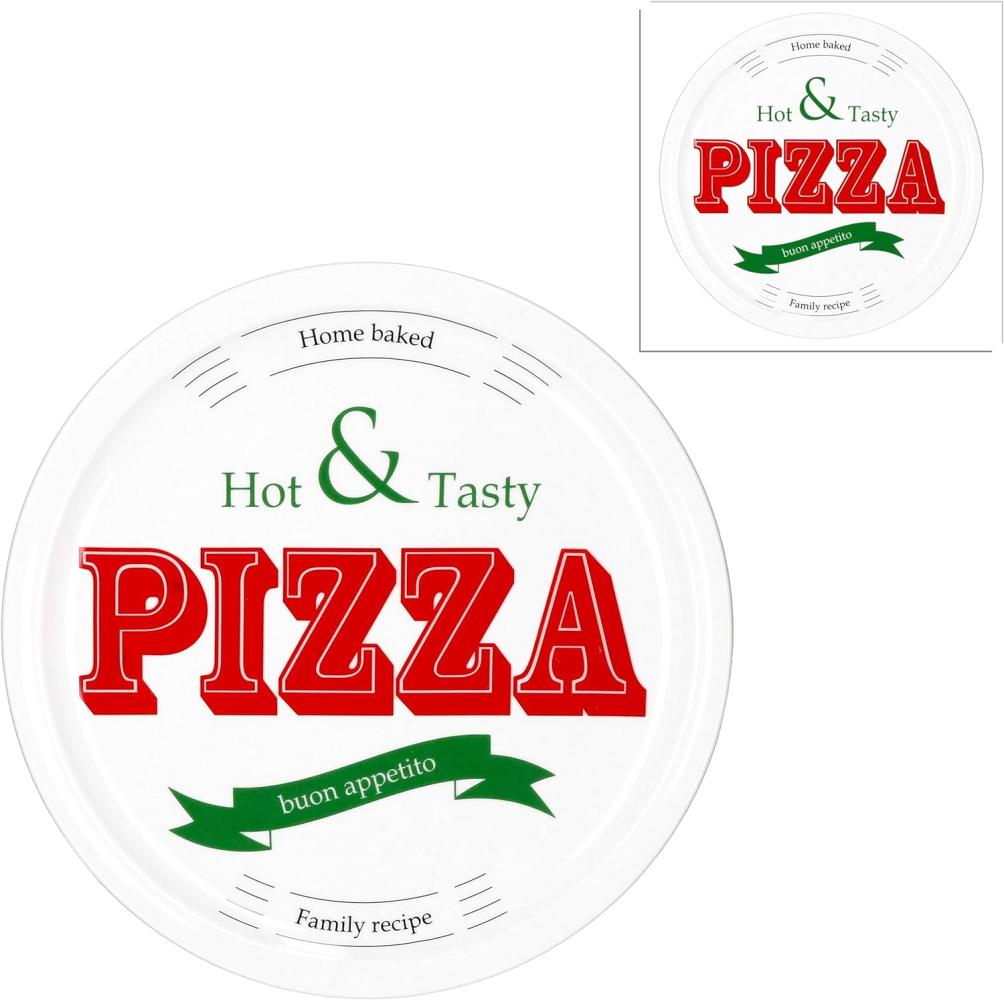 2er Set Pizzateller Hot & Tasty rot / grün Ø 30cm weiß Pizza XL-Teller Platte Bild 1