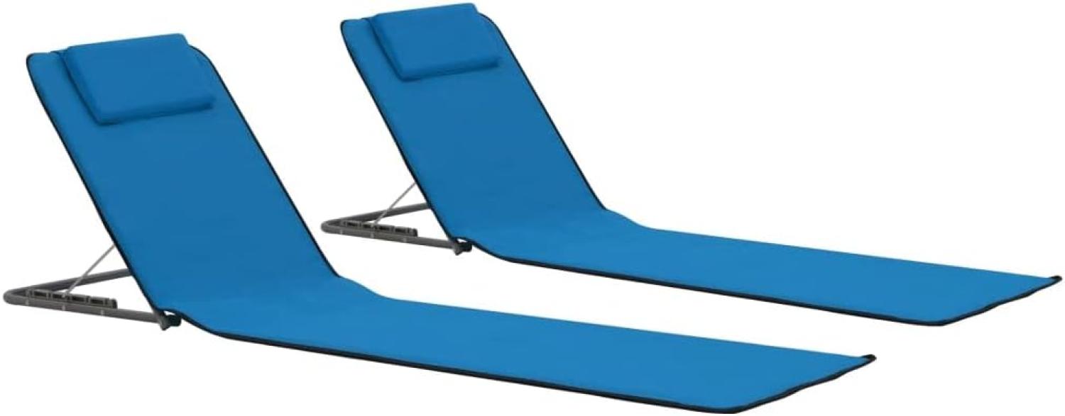 vidaXL Klappbare Strandmatte 2 Stk. Stahl und Stoff Blau Bild 1