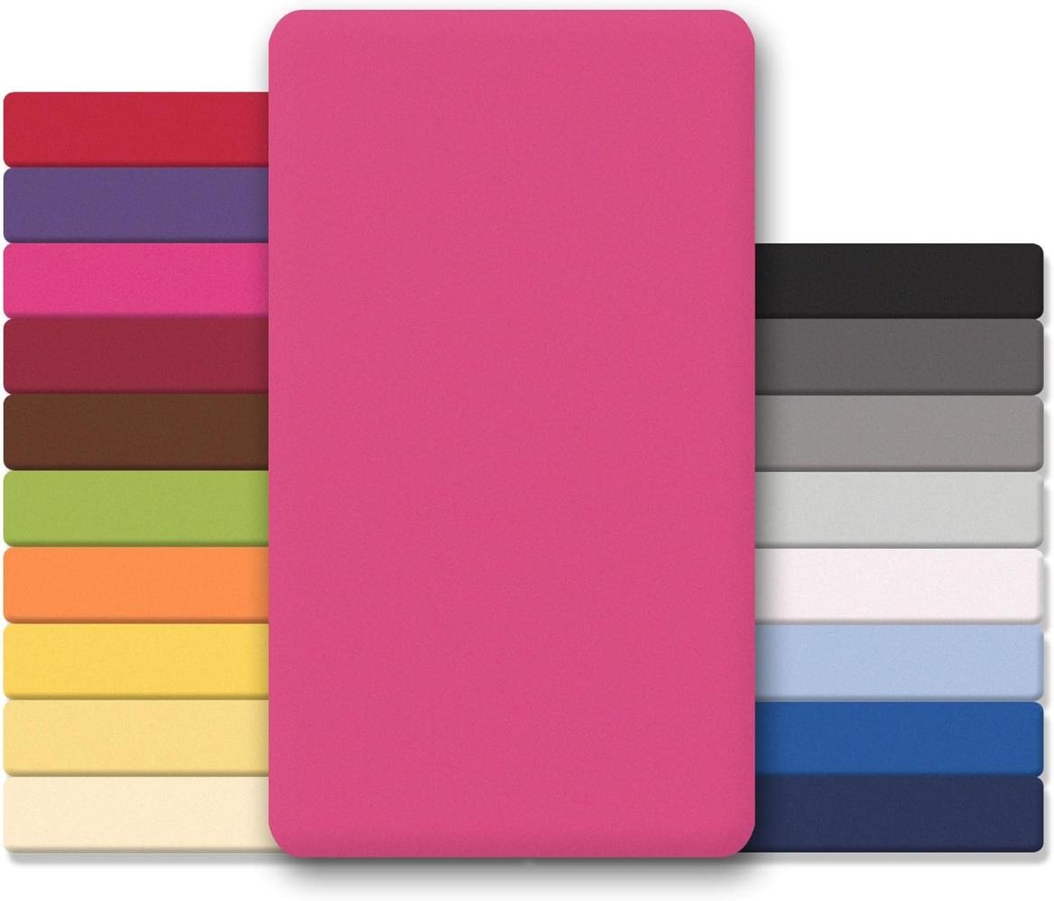 CelinaTex Jersey Topper Spannbettlaken Lucina 140x200-160x200cm pink 100% Baumwolle gekämmt bis 12cm Matratzenhöhe Oeko-TEX Bild 1