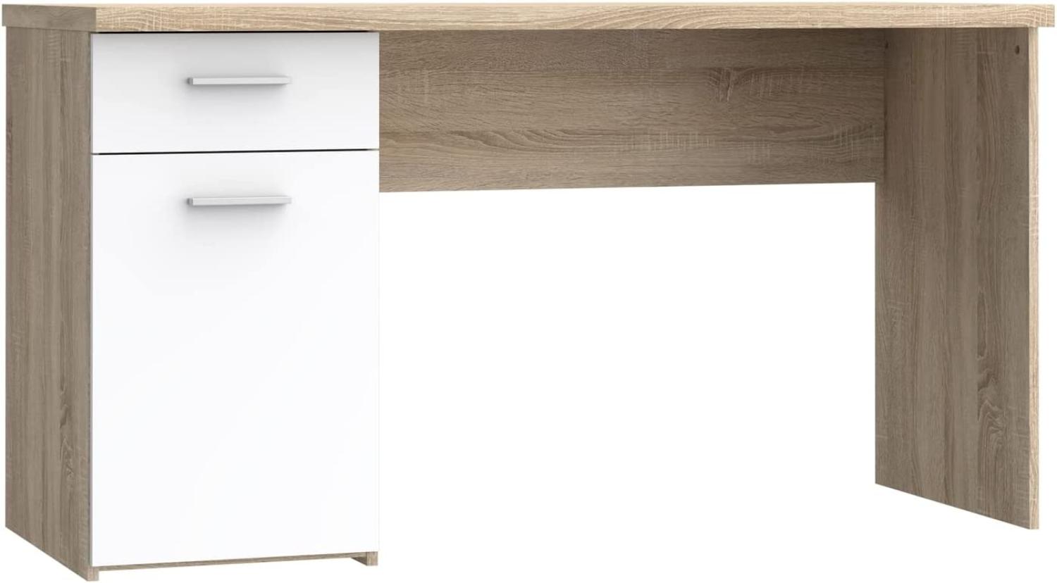 Schreibtisch "Balu" in Eiche/weiß mit einer Schublade und einer Tür. Abmessungen (BxHxT) 140x76,5x60 cm Bild 1