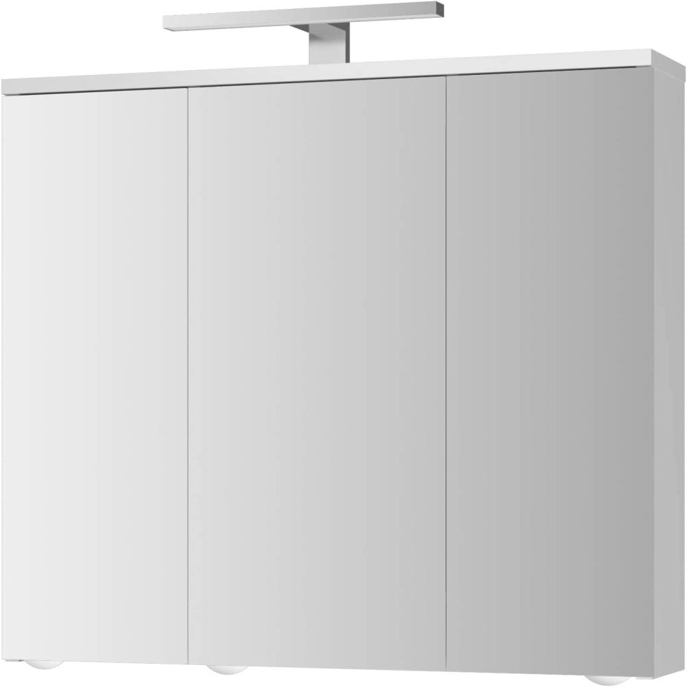 Jokey Spiegelschrank Arda mit LED Beleuchtung 72,2 cm breit, Badezimmer Spiegelschrank aus MDF, inkl. Steckdose | Weiß Bild 1
