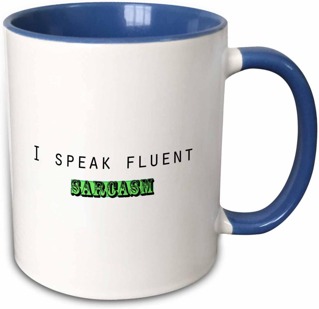 3dRose I Speak Fluent Sarcasm-Two Ton Tasse, Keramik, Blau, 10,2 x 7,62 x 9,52 cm Bild 1