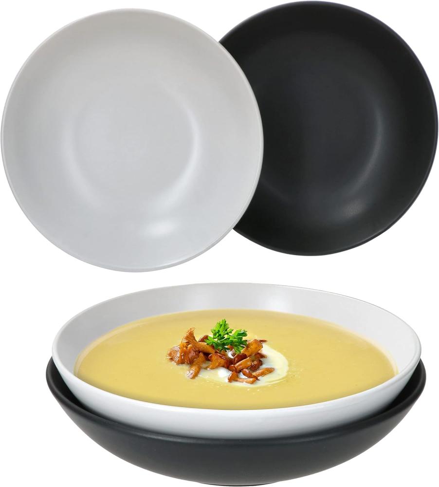 4er Set Suppenteller Nero Bianco weiß & schwarz Bild 1