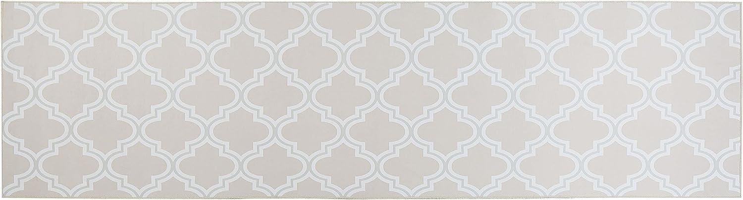Teppich beige 80 x 300 cm marokkanisches Muster Kurzflor KADAYAL Bild 1