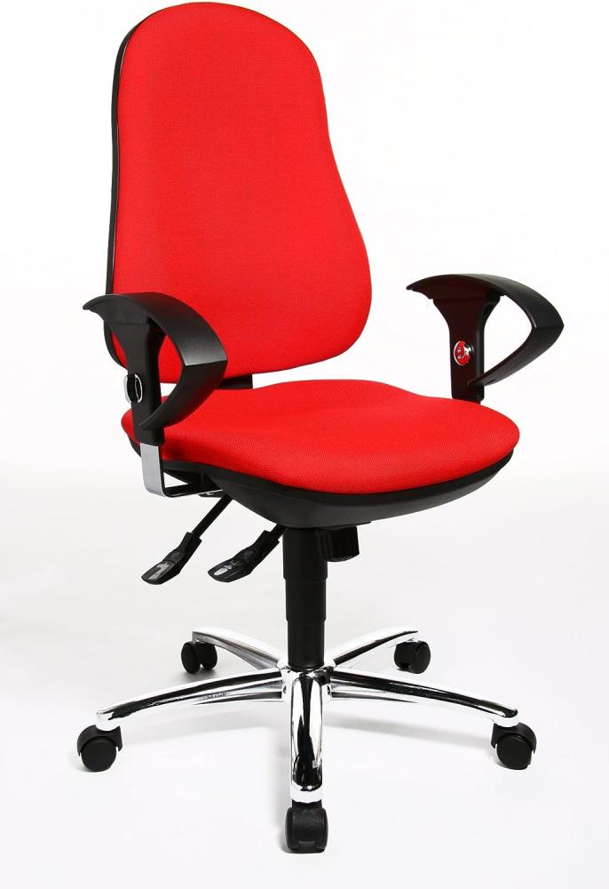 Topstar Support SY, ergonomischer Bürostuhl, Schreibtischstuhl, inkl. höhenverstellbare Armlehnen, Bezugsstoff, rot Bild 1