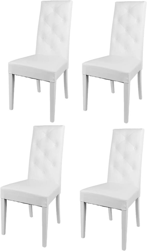 Tommychairs - 4er Set Moderne Stühle Chantal für Küche und Esszimmer, robuste Struktur aus lackiertem Buchenholz Farbe Weiss, gepolstert und mit weissem Kunstleder bezogen Bild 1