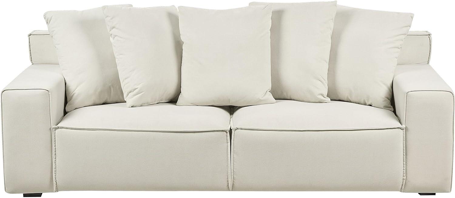 3-Sitzer Sofa Samtstoff cremeweiß mit Kissen VISKAN Bild 1