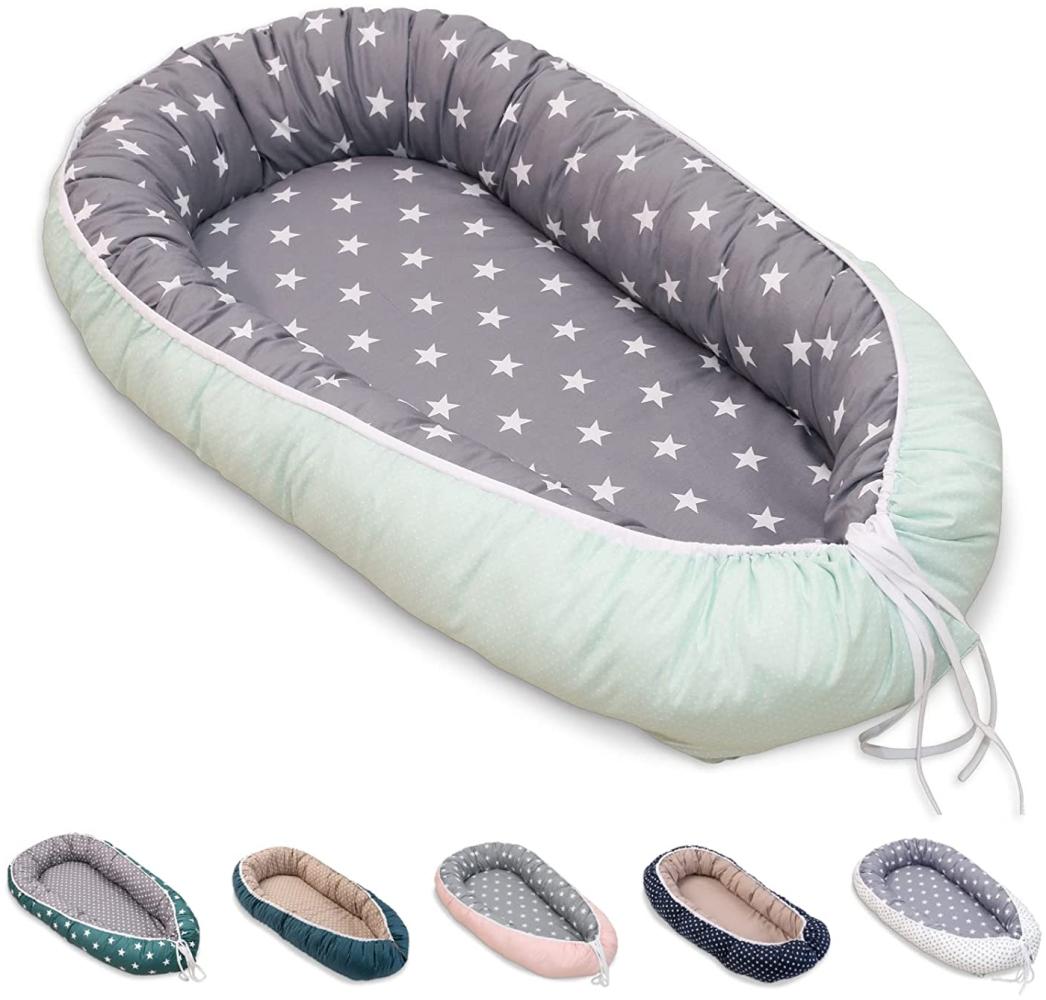 Ullenboom Babynest & Cocoon Mint Grau 55 x 95 cm Bild 1