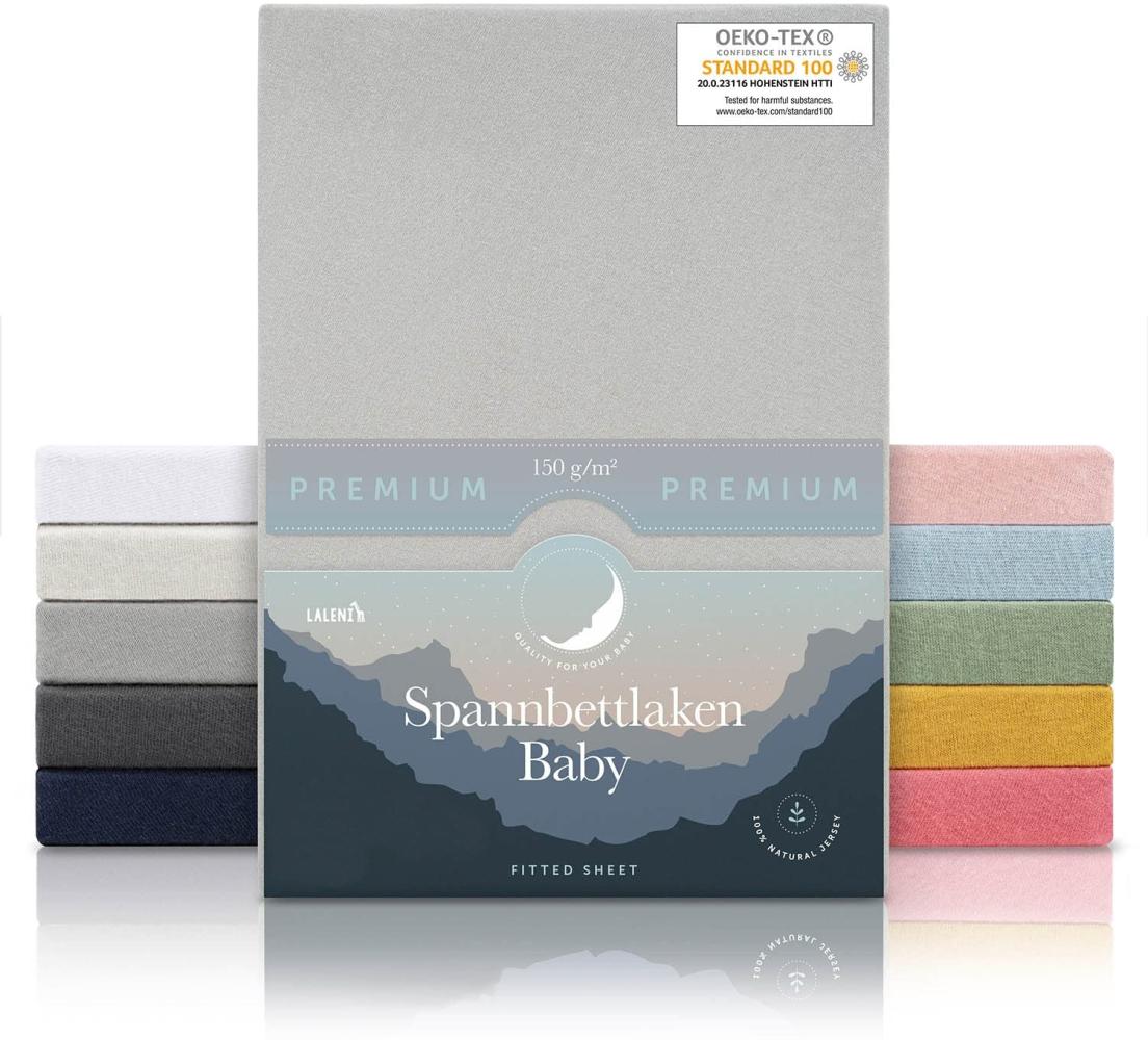 Laleni Premium Spannbettlaken 60x120-70x140 cm - Oeko-Tex Zertifiziert, 100% Baumwolle, atmungsaktives Spannbetttuch Jersey Baby, 150 g/m², Moonlight Grey - Grau Bild 1