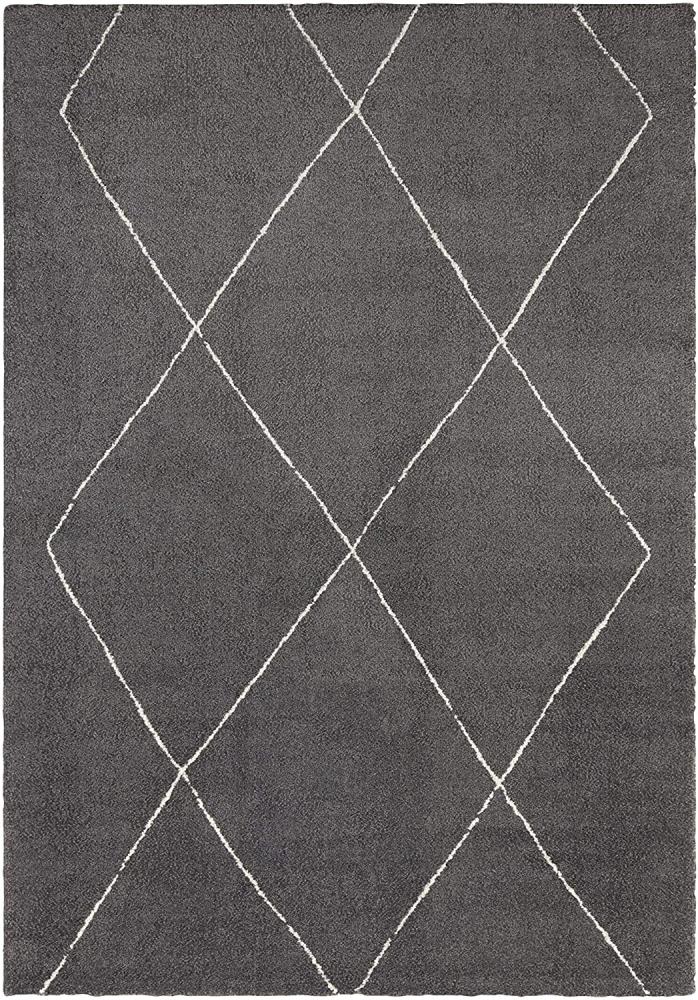 Kurzflor Teppich Massy Dunkelgrau Creme 120x170 cm Bild 1