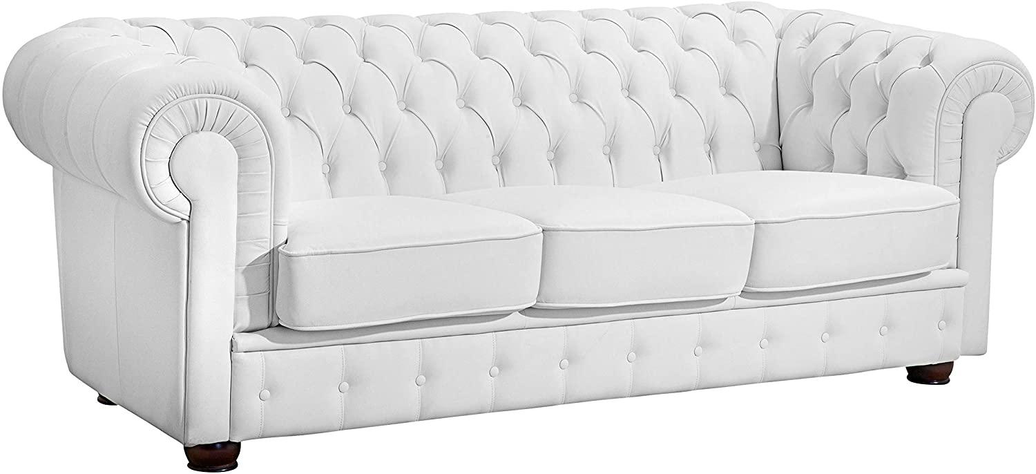 Bridgeport Sofa 3-Sitzer pigmentiertes Nappaleder Weiß Buche Nussbaumfarben Bild 1