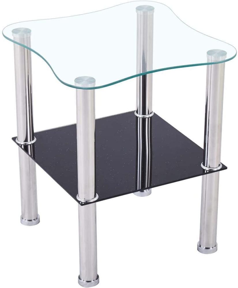 CasaXXl Beistelltisch Glas mit Sicherheitsglas & Facettenschliff - Glastisch perfekt geeignet als Wohnzimmertisch 40x40x47cm (Eckig, Schwarz) Bild 1