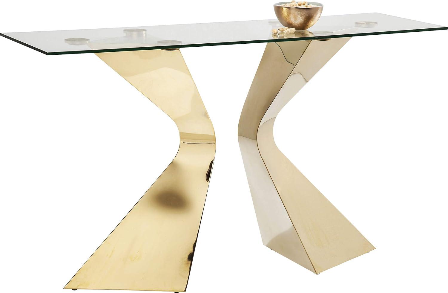Kare Design Gloria Gold Konsole, Flurablage, Schmintisch gold, Konsole glas gold, Luxus Kosole, (H/B/T) 82x140x45cm Bild 1