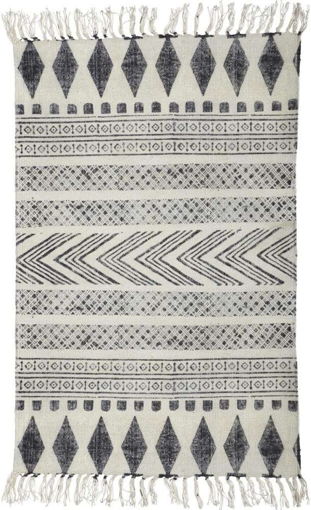 Teppich Block in Grau und Schwarz aus Baumwolle, 90 x 200 cm Bild 1