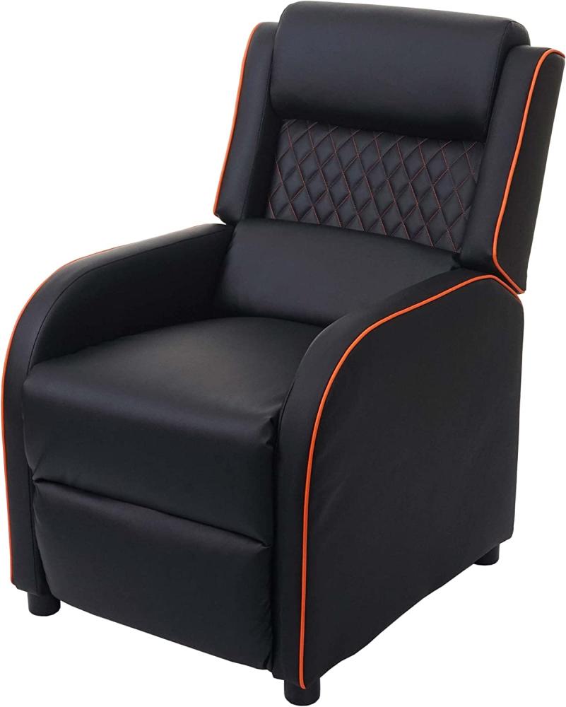 Fernsehsessel HWC-J27, Relaxsessel Liege Sessel TV-Sessel, Kunstleder ~ schwarz-orange Bild 1