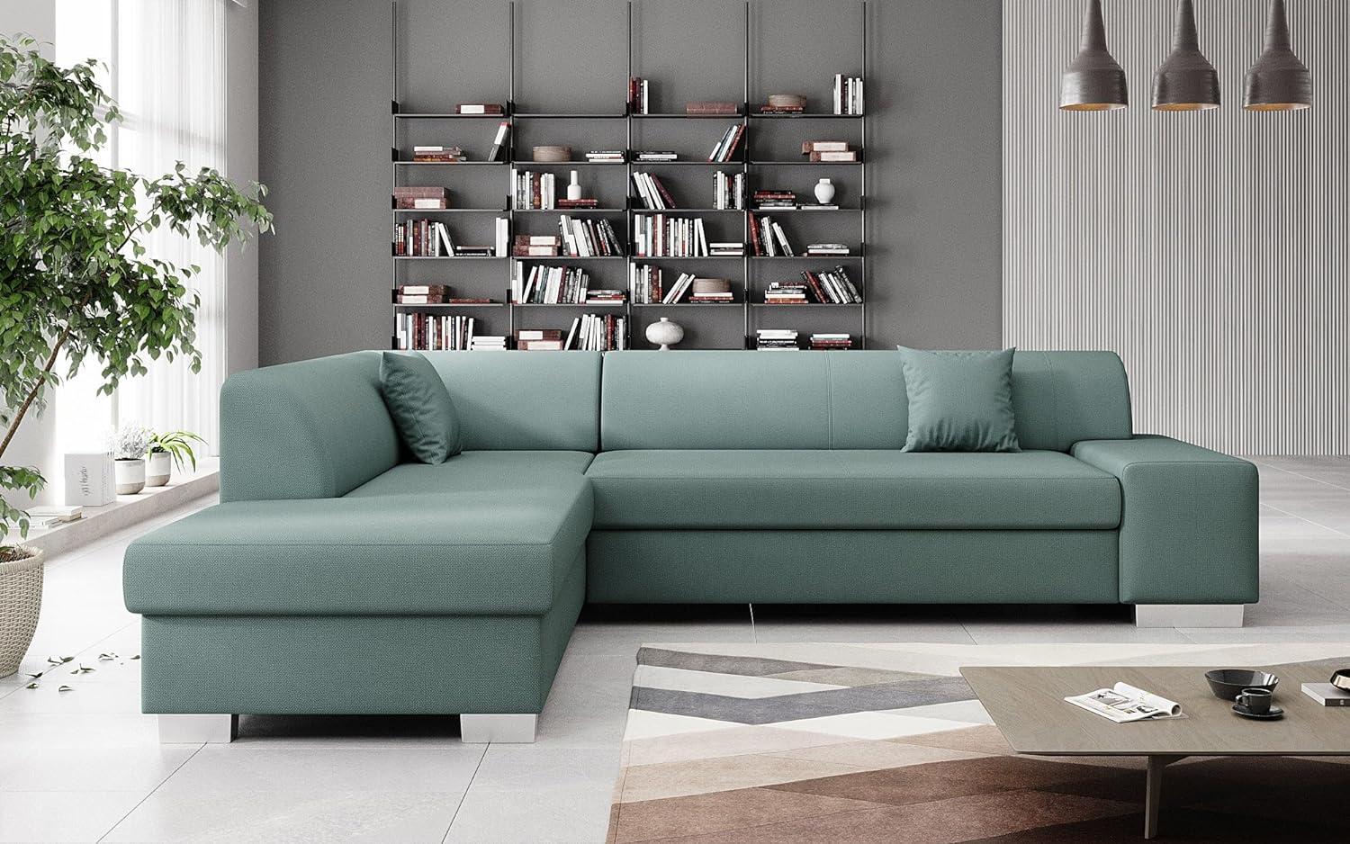 Designer Sofa Pina mit Schlaf- und Klappfunktion Stoff Grün Links Bild 1