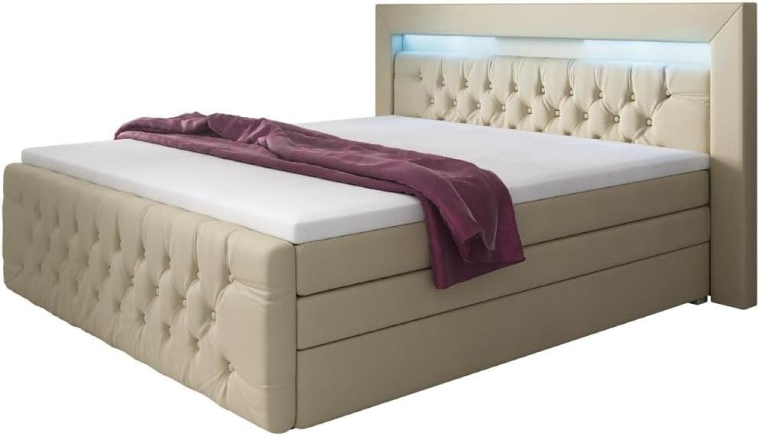 Boxspringbett Sonno mit LED, USB und Stauraum 180x200 H4 Weiß Bild 1