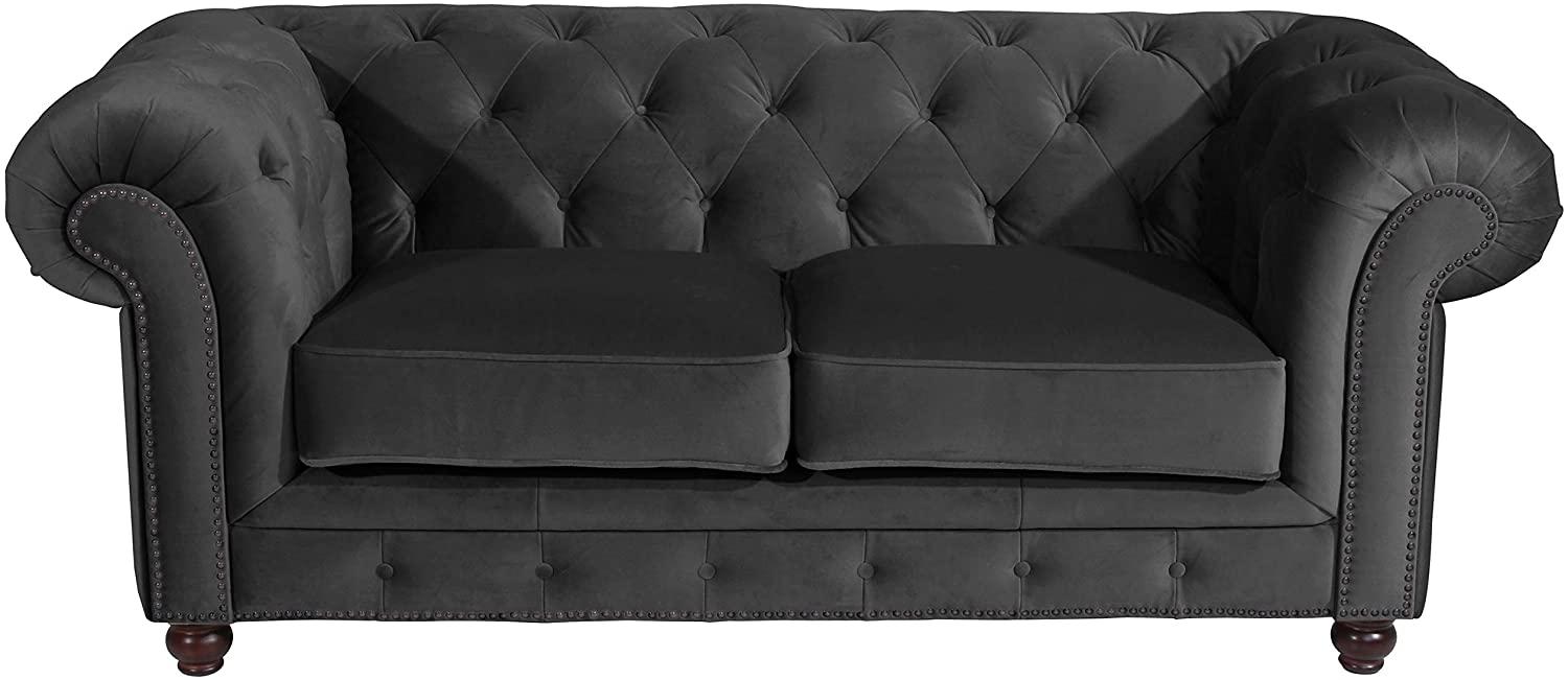 Orleans Sofa 2-Sitzer Samtvelours Schwarz Buche Nussbaumfarben Bild 1