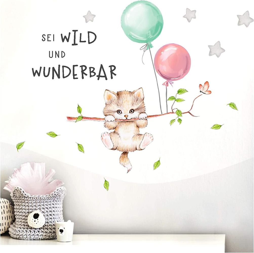 Little Deco 'Sei wild & wunderbar/Katze' Wandbilder Spruch Größe S, 61 x 31 cm Bild 1