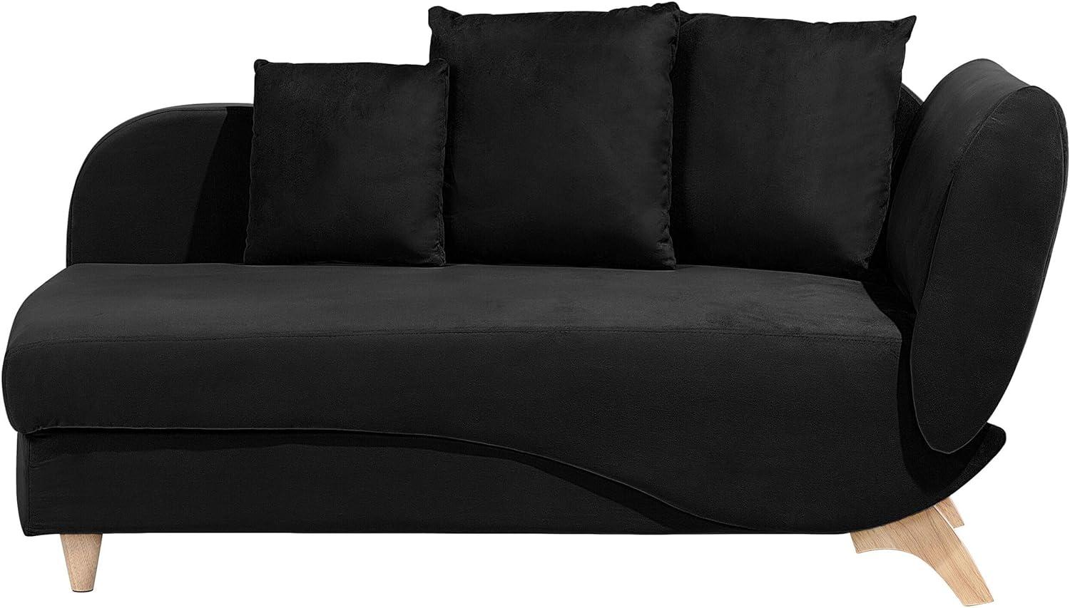 Chaiselongue Samtstoff schwarz mit Bettkasten rechtsseitig MERI Bild 1