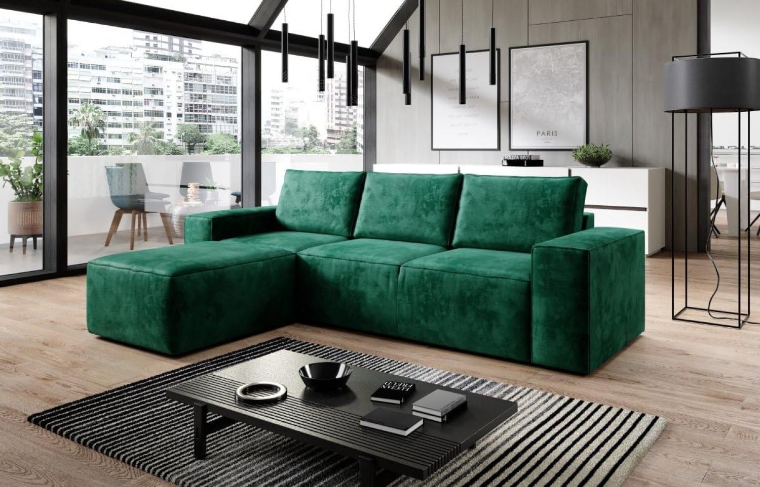 Designer Sofa Solaris mit Schlaffunktion und Stauraum Grün Links Bild 1